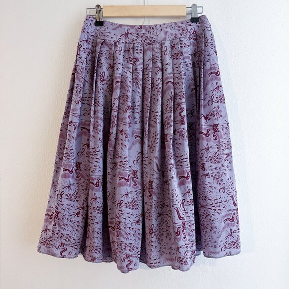 ANNA SUI 100% Silk Vintage inspired Pleated Midi Skirt - Picture 11 of 11